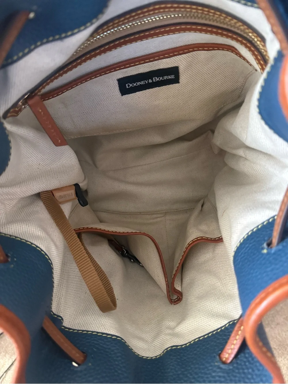Dooney & Bourke Bucket Drawstring Tasha Midnight Blue EUC
